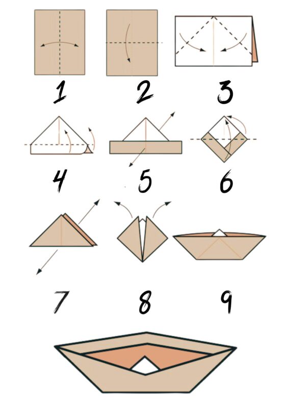 Schritt-für-Schritt-Anleitung für das Papierboot