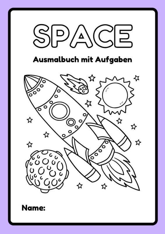 Astronauten-Malbuch mit Aufgaben