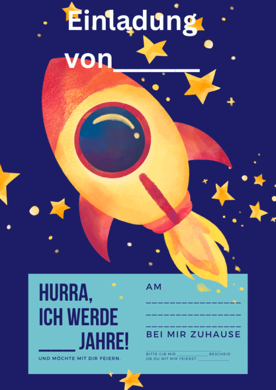 Kostenlose Astronauten-Einladung für Kindergeburtstage