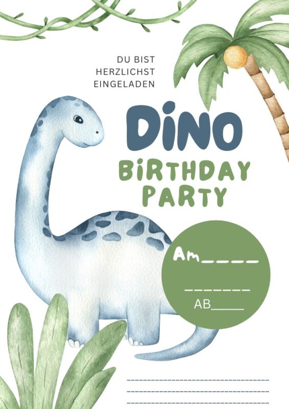 3. Neutrale Einladung: Schlichte Dino-Eleganz