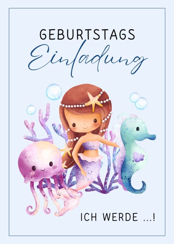 Kindergeburtstag Meerjungfrau Einladung