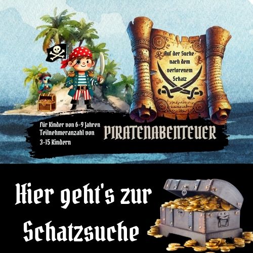 Piraten Schnitzeljagd Vorlage zum Downloaden cooles design mit spannenden Aufgaben Cover Bild