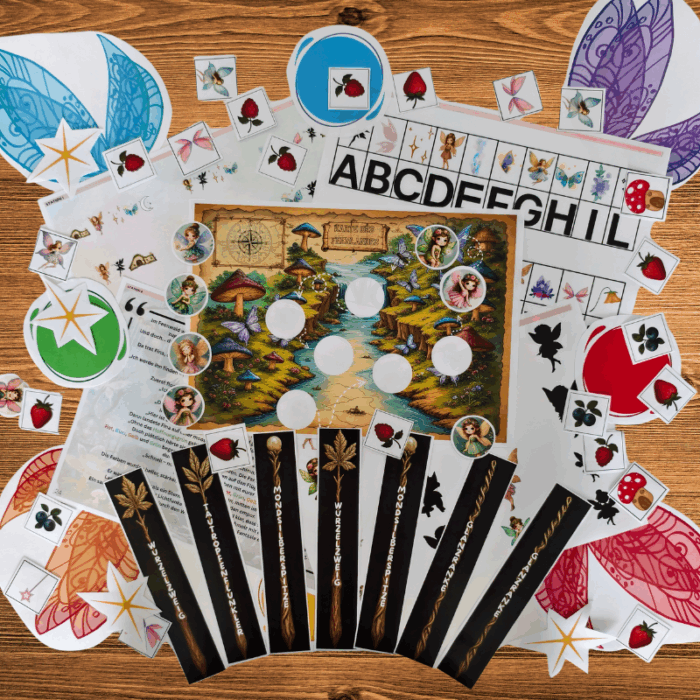 Feenrätsel und Spiele als Teil der Schnitzeljagd für Kinder ab 4