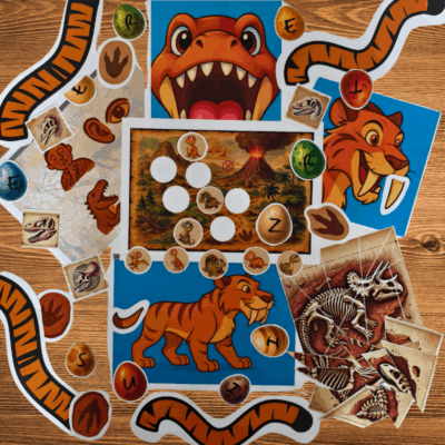 Rätsel, Spiele und Aufgaben der Dino-Schnitzeljagd zum Ausdrucken