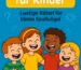 Vier lachende Kinder vor blauem Hintergrund mit dem Titel „Scherzfragen für Kinder – Lustige Rätsel für kleine Spaßvögel